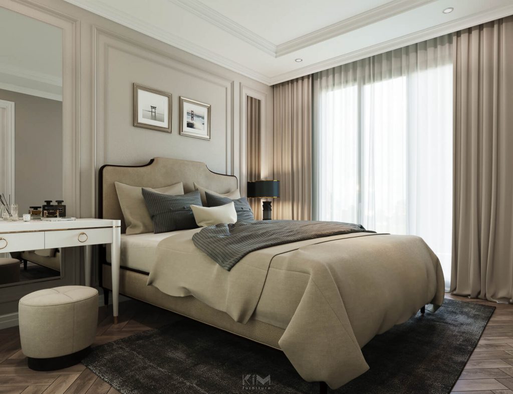 Phòng ngủ master tone beige ấm áp
