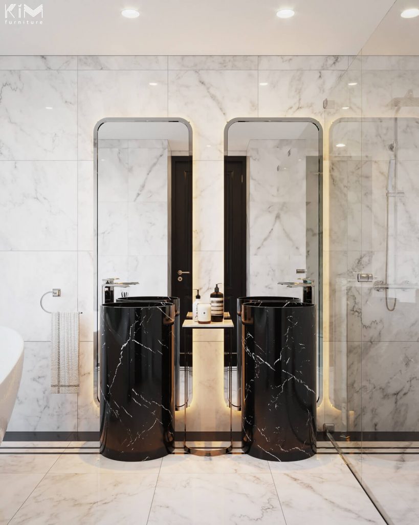 Phòng tắm với đá marble sang trọng
