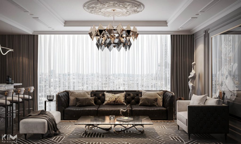Thiết kế nội thất phòng khách Duplex Sunshine City