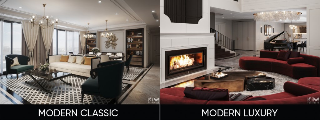 Công ty thiết kế nội thất cao cấp KIM đặc trưng bởi hai phong cách: Modern Classic và Modern Luxury