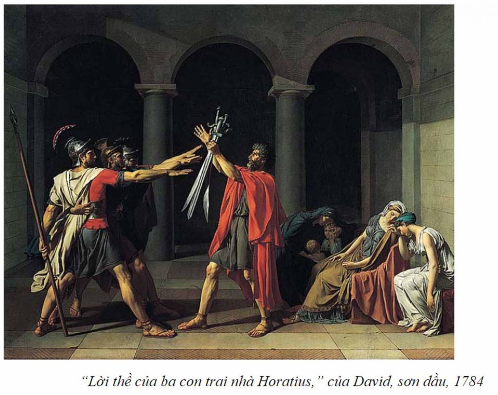 Lời thề của Horatii được coi là một kiệt tác của David, cả trong phong cách tân cổ điển