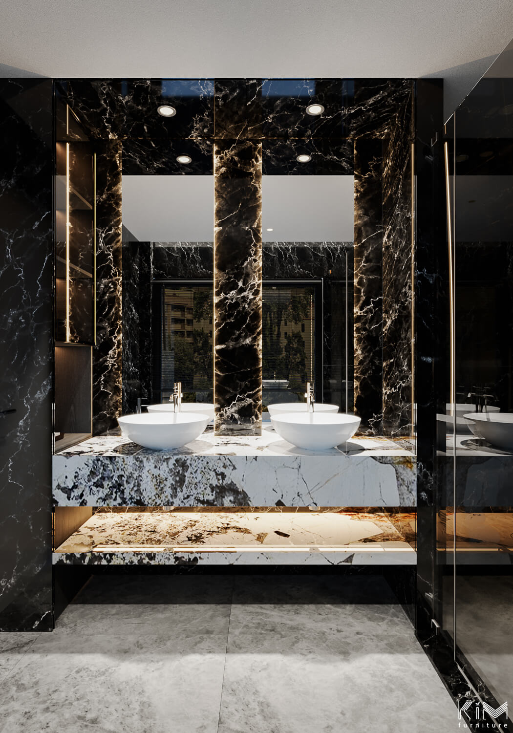 Phòng tắm sử dụng đá marble kết hợp
