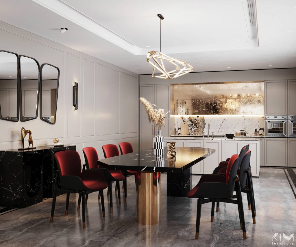 Thiết kế nội thất phòng bếp và phòng ăn Penthouse Metropolis