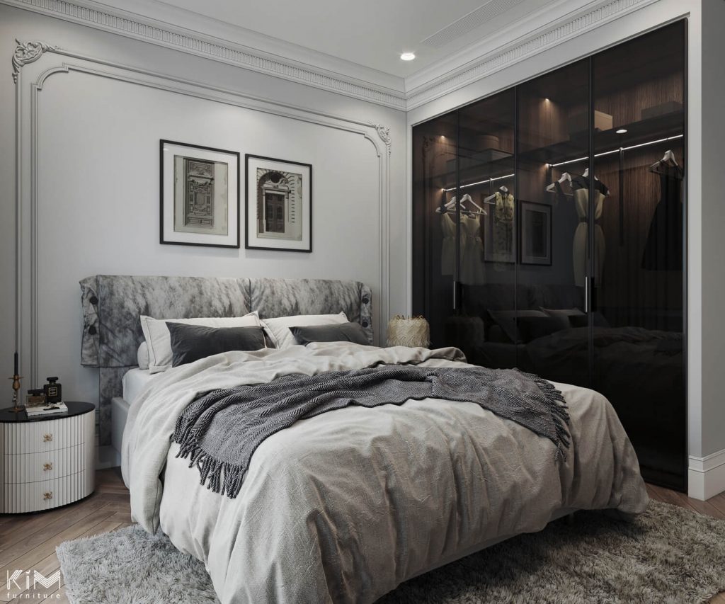 Phòng ngủ gam màu xám mềm mại phong cách Modern Classic