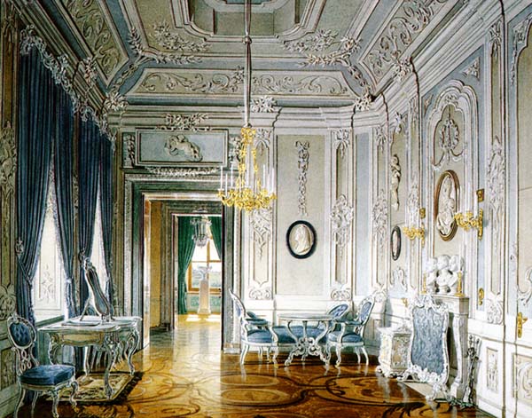 Gam màu pastel kết hợp trang trí mạ vàng trong phong cách Rococo - Cung điện Gatchina