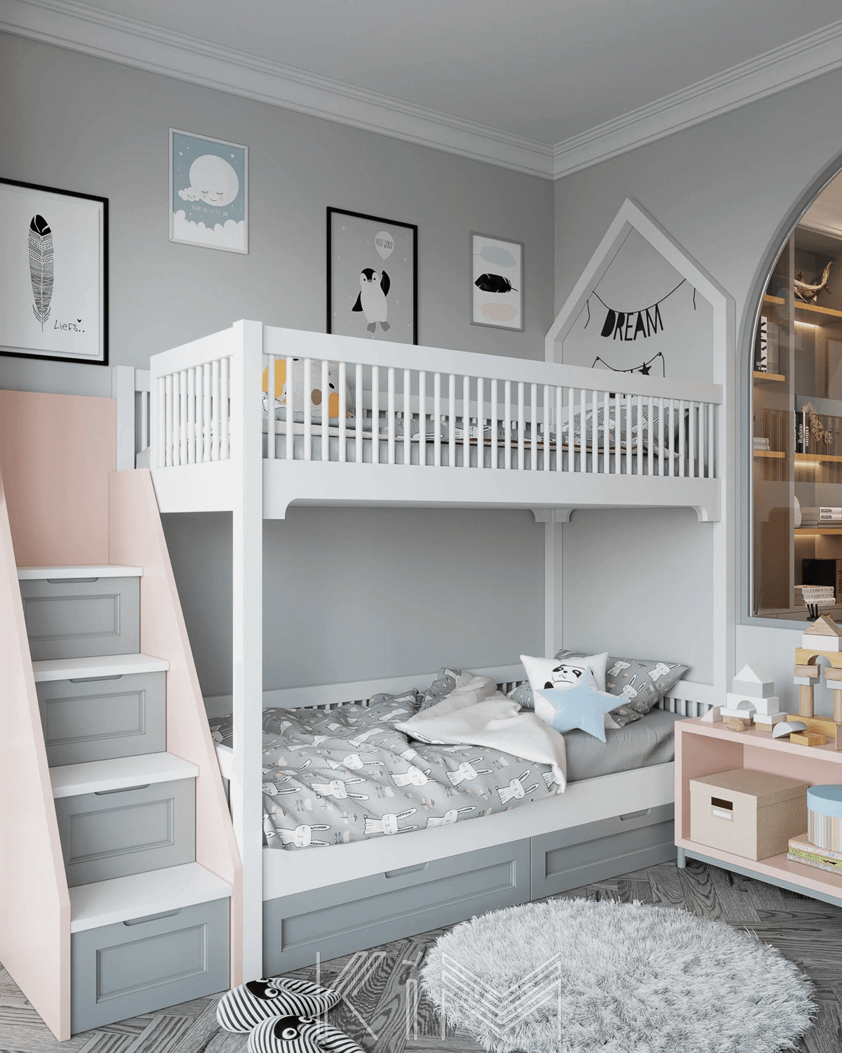 Giường ngủ tầng với cầu thang an toàn hơn cho bé