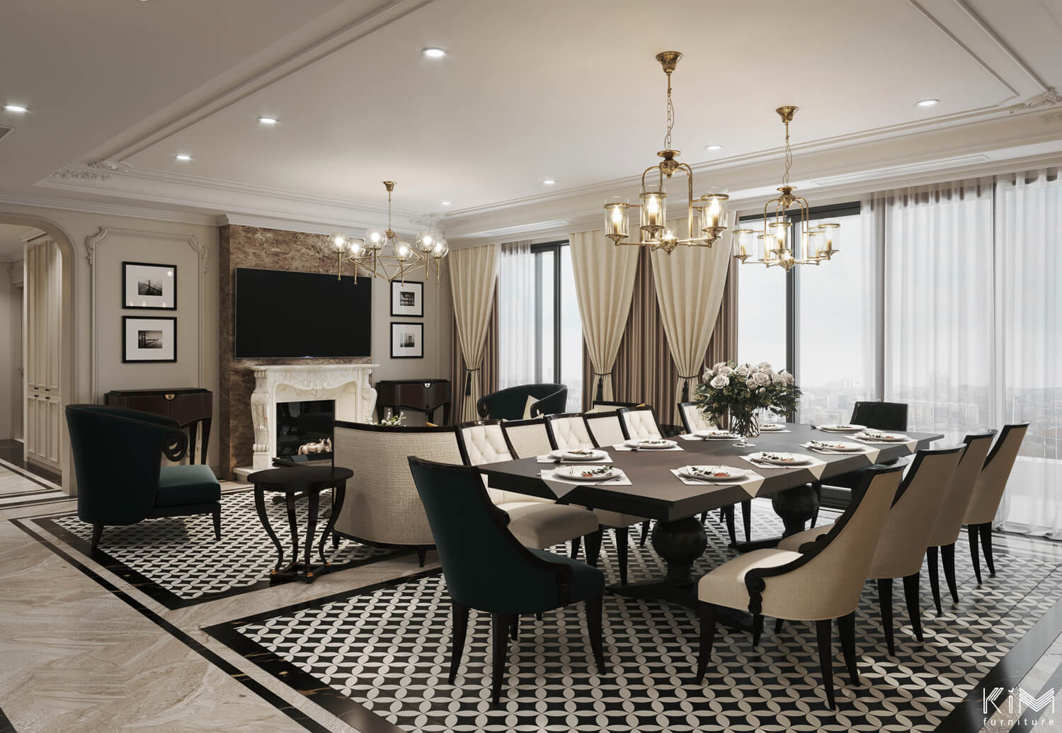 thiết kế căn hộ penthouse tân cổ điển - neoclassic