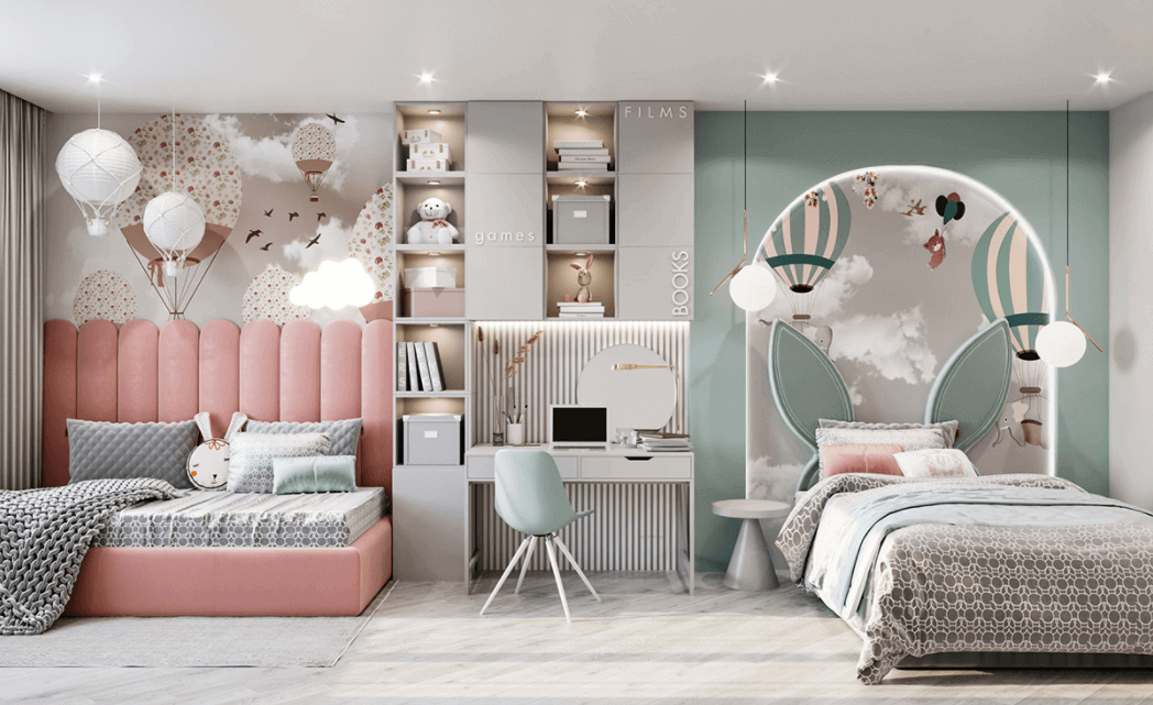 Thiết kế phòng ngủ cho bé gái gam màu unicorn siêu dễ thương