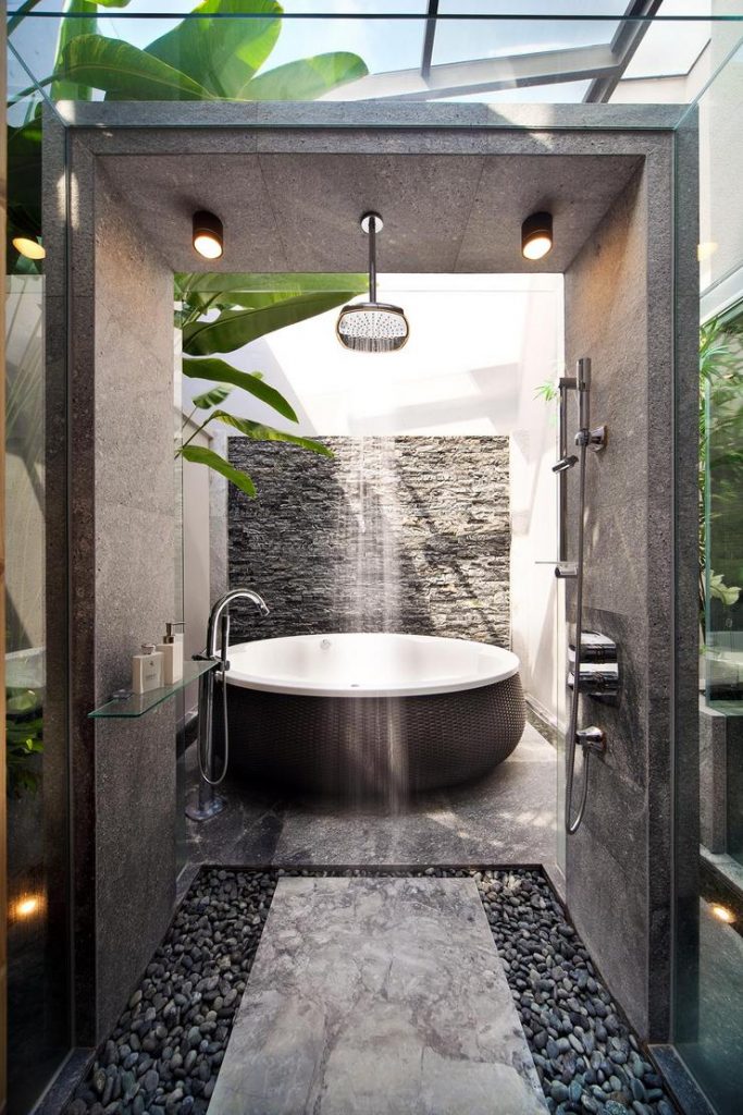 thiết kế phòng tắm master kiểu Resort thư giãn