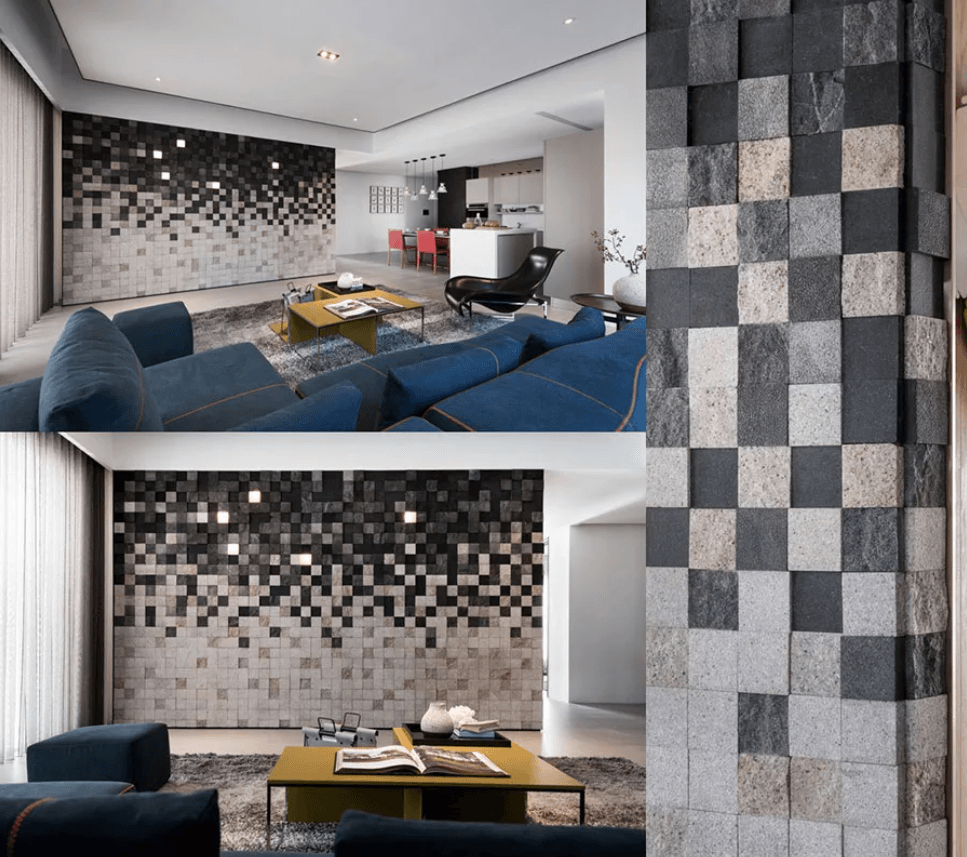 mẫu gạch Mosaic ốp tường phòng khách