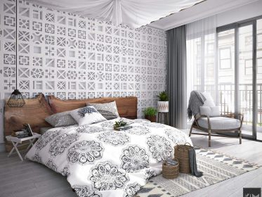 Mẫu phòng ngủ màu trắng căn hộ Vinhomes Gardenia - thiết kế bởi KIM furniture