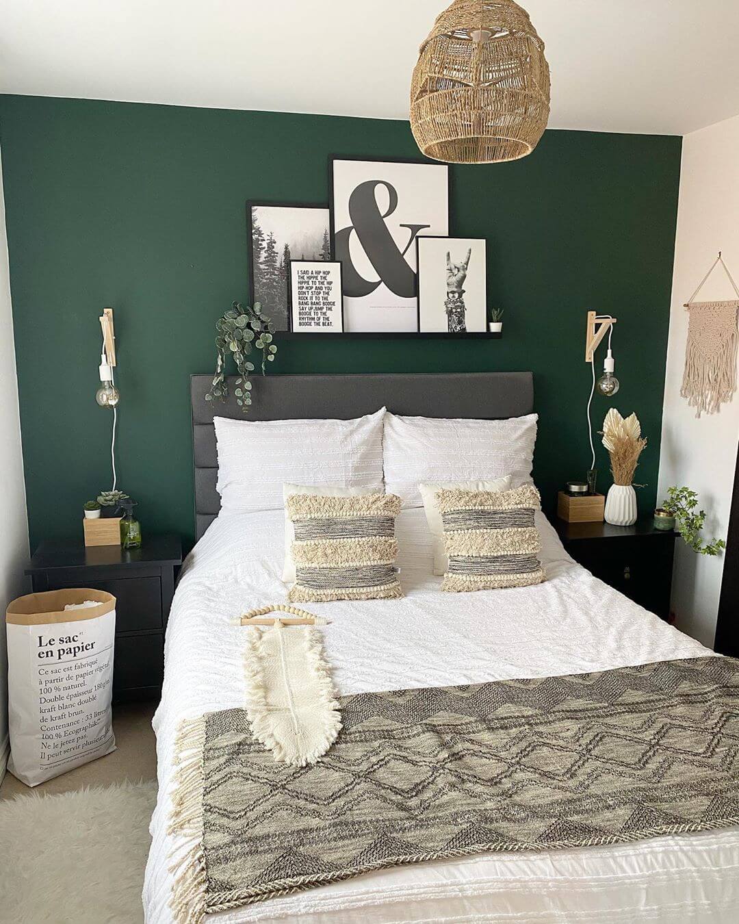 Thiết kế phòng ngủ màu xanh lá trẻ trung