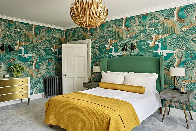 Kết hợp màu sắc trong thiết kế mẫu phòng ngủ màu xanh lá cây
