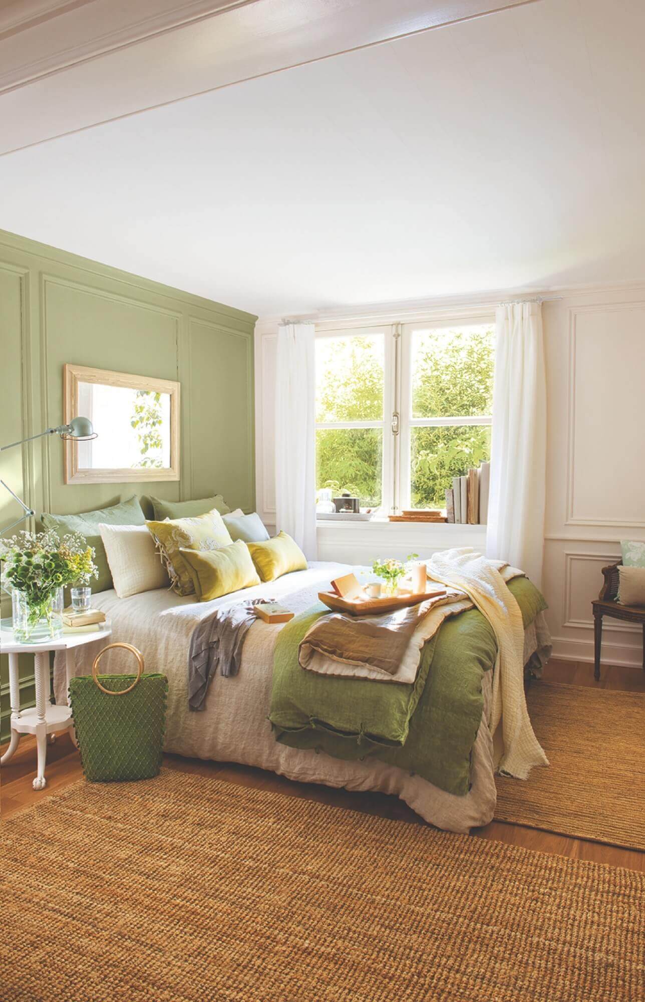 Một thiết kế phòng ngủ gam màu oliu ấm cúng và dịu dàng phong cách Farmhouse