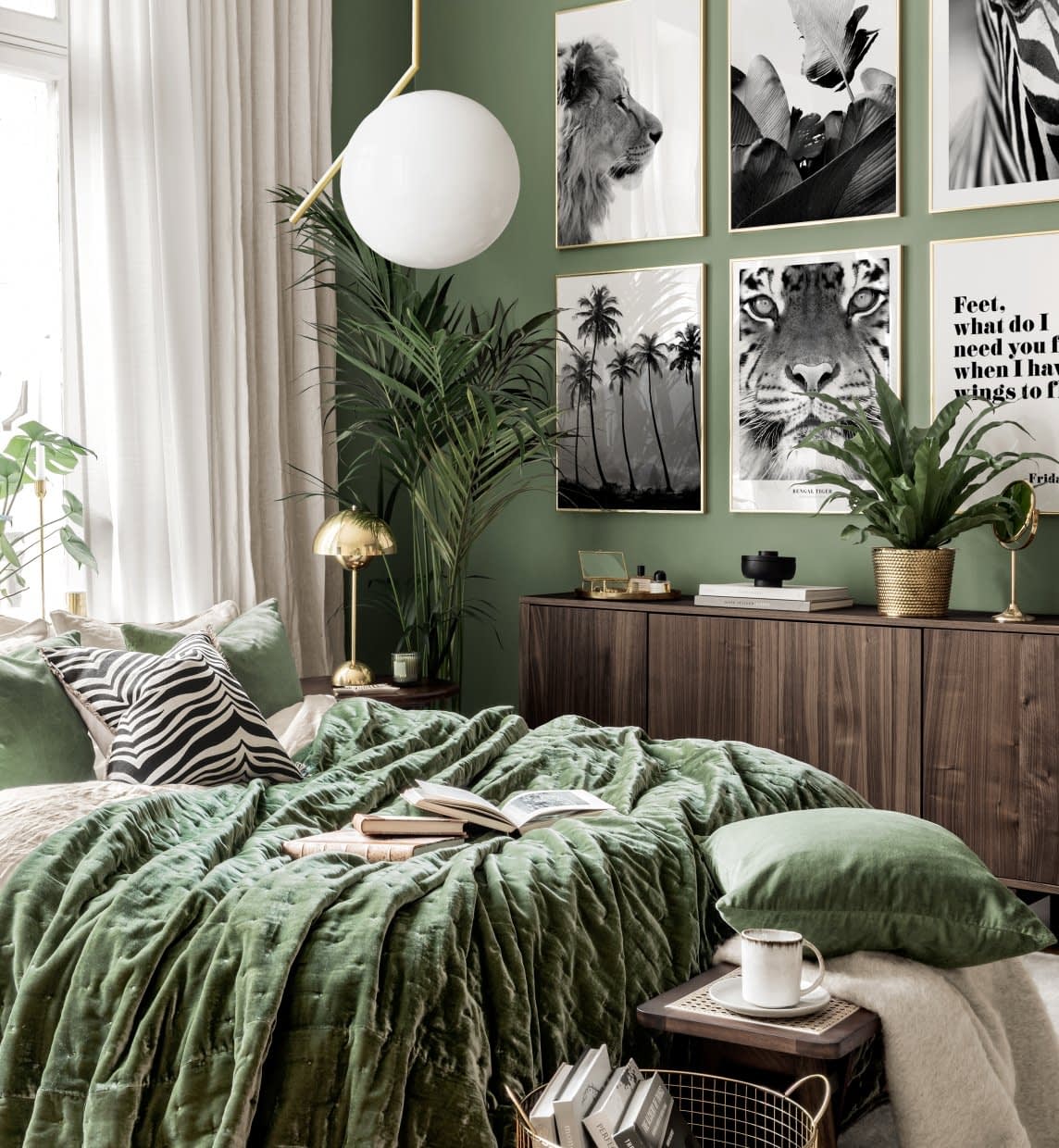 Mẫu phòng ngủ màu xanh rêu cực xinh và phù hợp cho cả nam và nữ