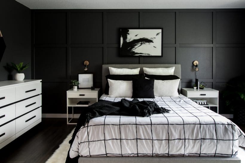 Phòng ngủ màu đen đơn giản Monochrome
