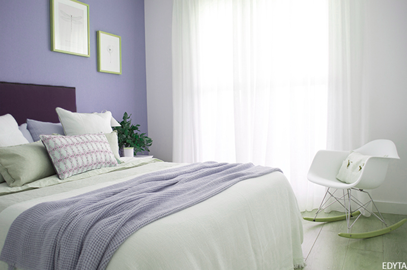 Mẫu phòng ngủ màu tím Lavender đơn giản và trong trẻo