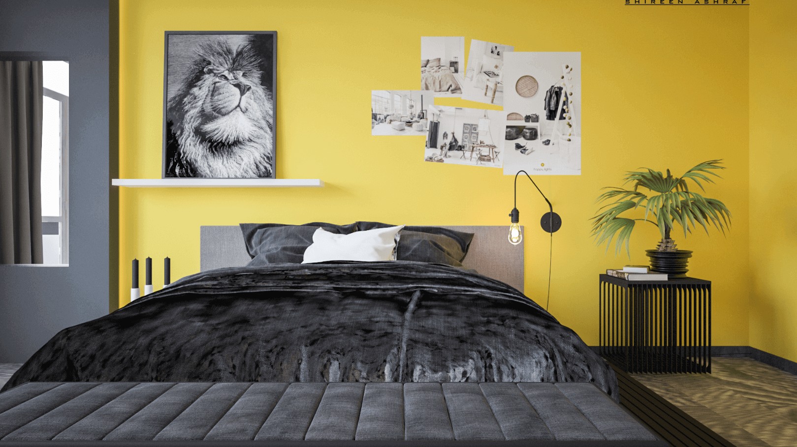 phòng ngủ màu vàng hiện đại