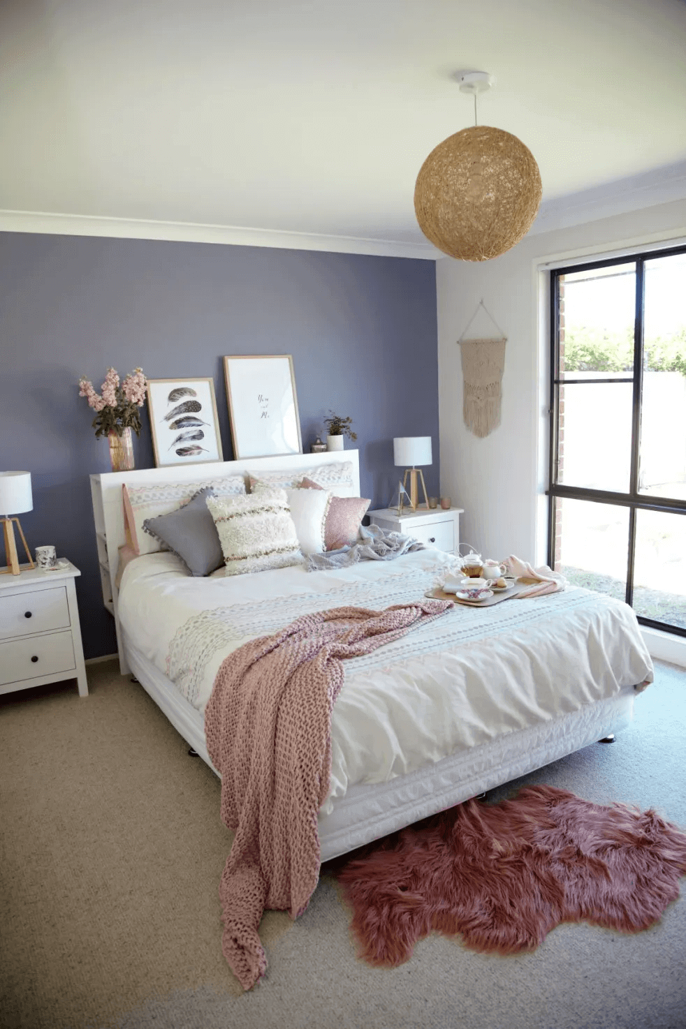 Phòng ngủ đẹp cho nữ màu tím khoai môn
