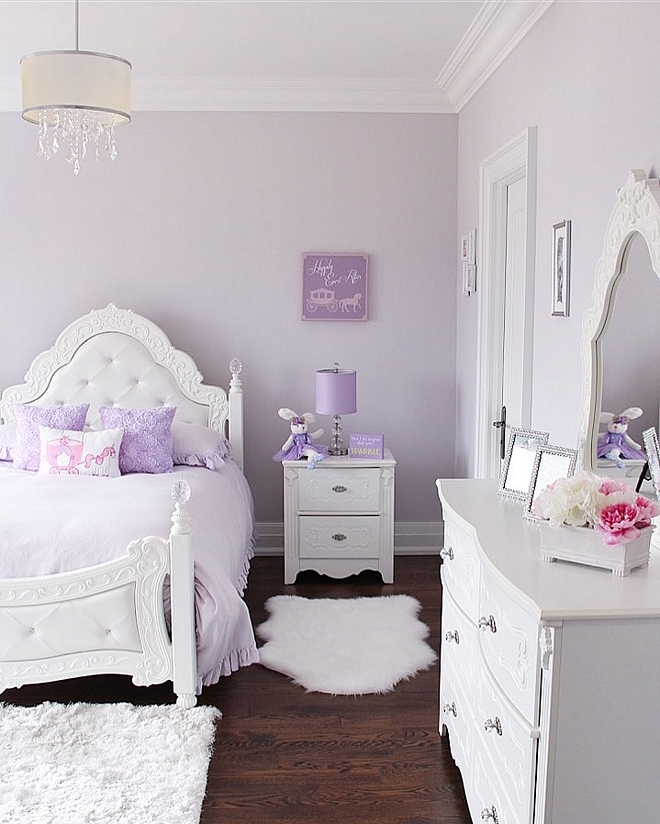 Mẫu phòng ngủ công chúa cho bé gái màu tím Lilac