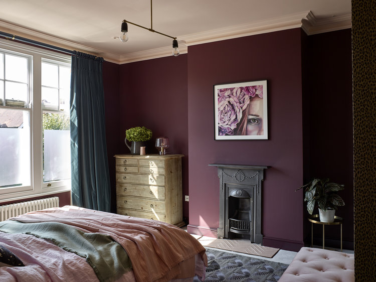sơn phòng ngủ màu tím mận phòng cách hiện đại