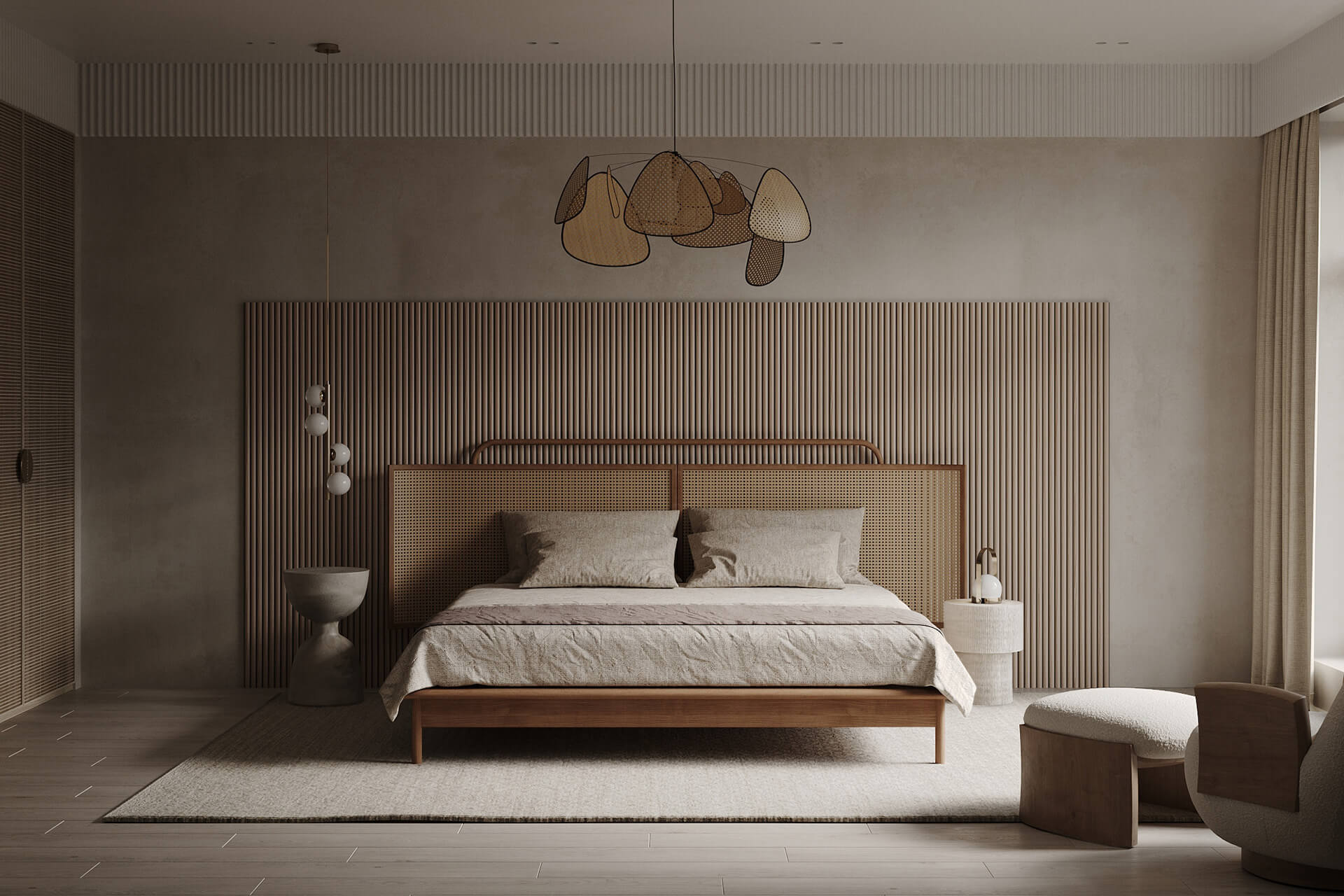 Mẫu phòng ngủ đẹp cho vợ chồng phong cách Nhật Bản