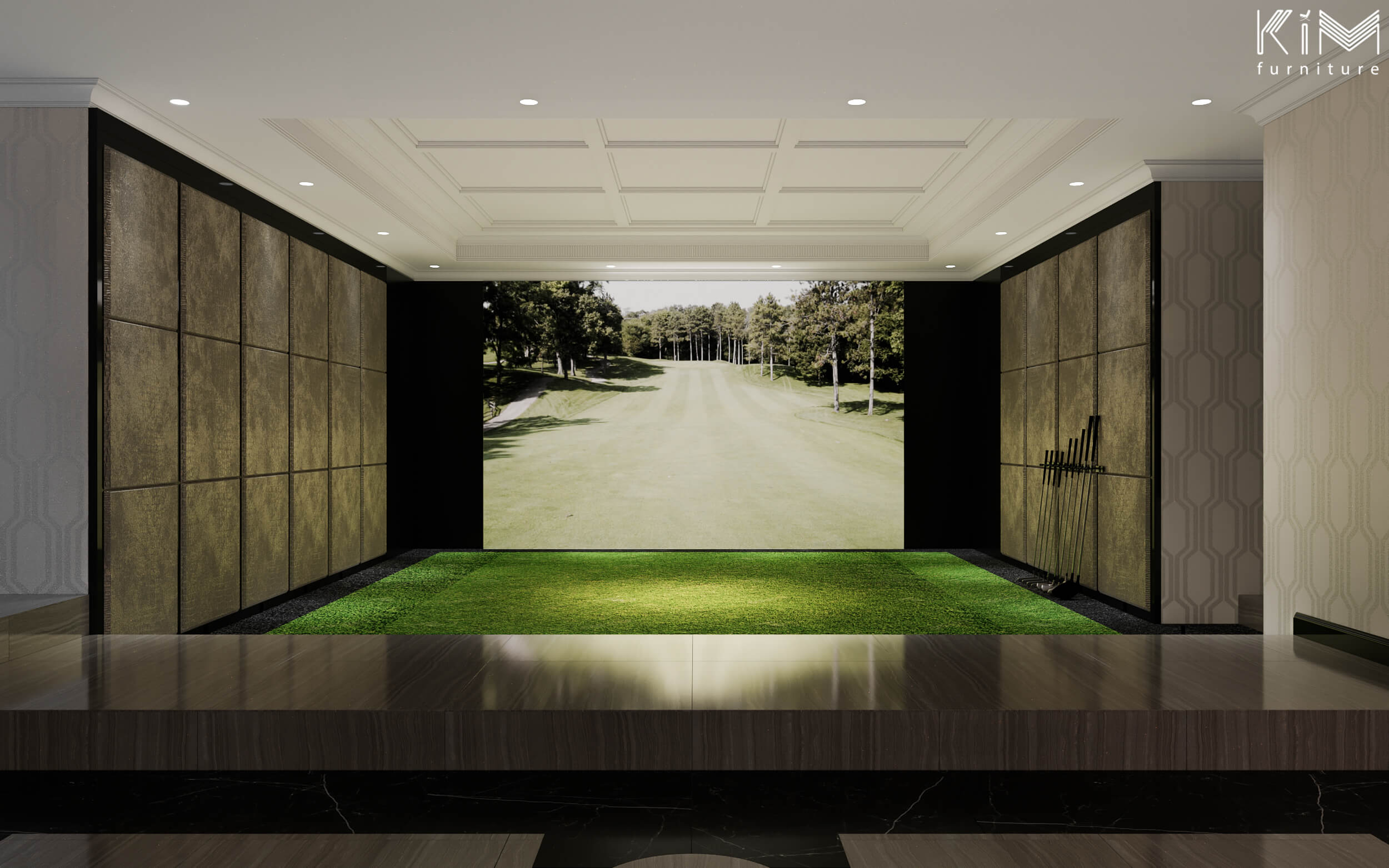 Phòng chơi golf trong nhà - thiết kế nội thất biệt thự đơn lập Hoa Sữa