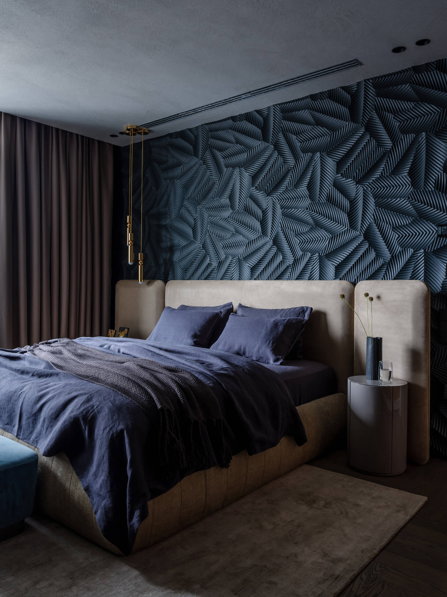 Mẫu gạch ốp tường phòng ngủ màu xanh dương