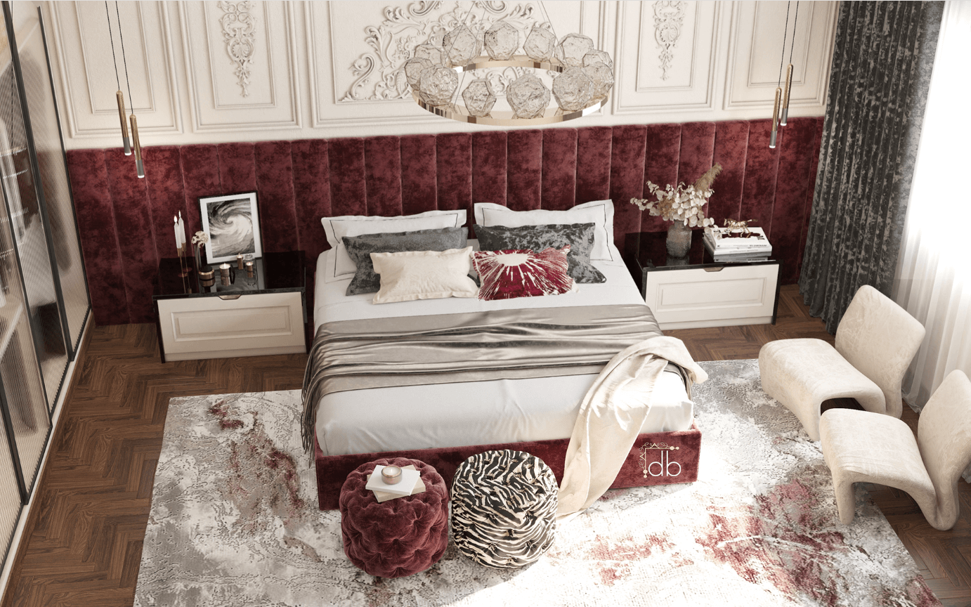 Phòng ngủ màu đỏ trắng
