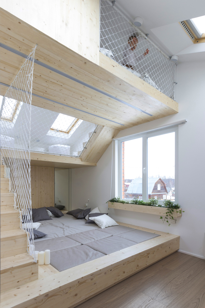 Thiết kế phòng ngủ chung cho bố mẹ và con kiểu giường tầng đầy sáng tạo