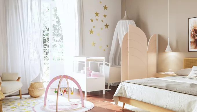 Thiết kế phòng ngủ cho bố mẹ và con đẹp, dễ thương