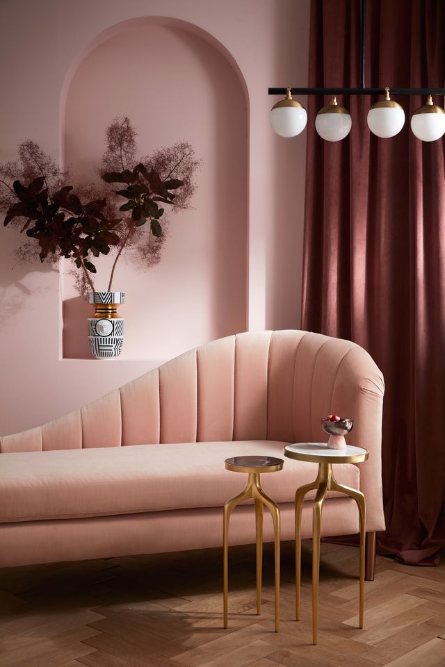 Màu sơn phòng khách hồng pastel