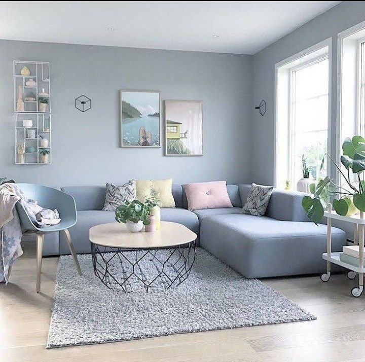 Mẫu phòng khách màu xanh dương đơn giản mà đẹp cho vợ chồng trẻ