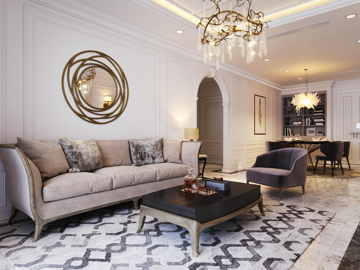 Sơn phòng khách màu trắng giúp đa dạng phong cách thiết kế