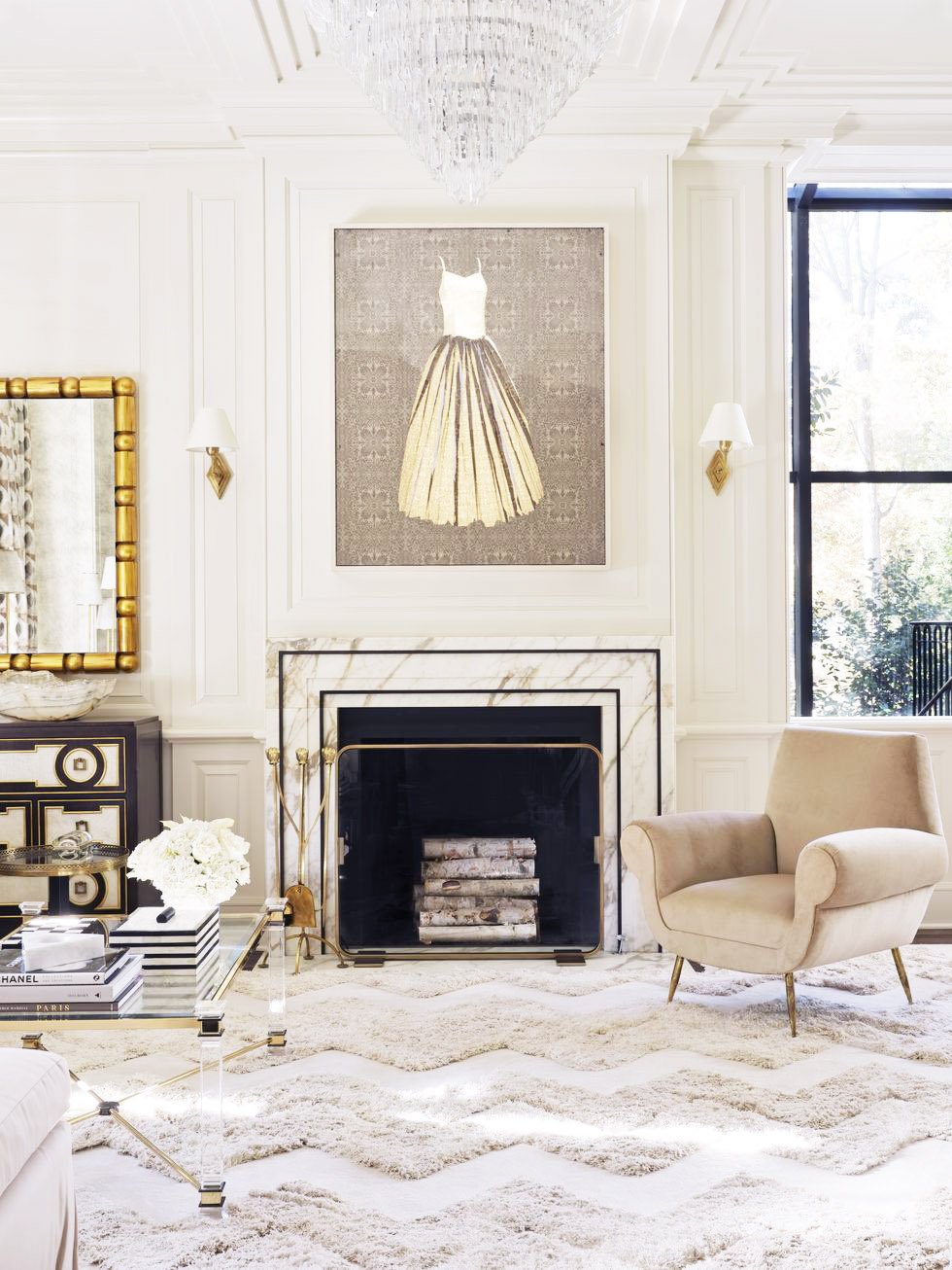 Phòng khách màu trắng phong cách Art Deco
