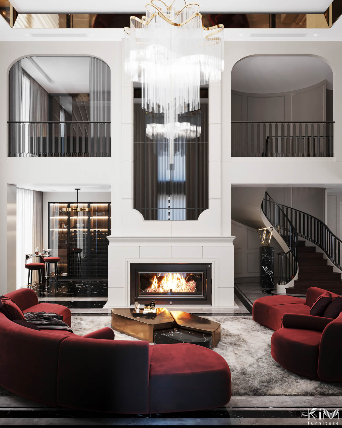 Sơn phòng khách màu trắng sứ trong phong cách Modern Luxury