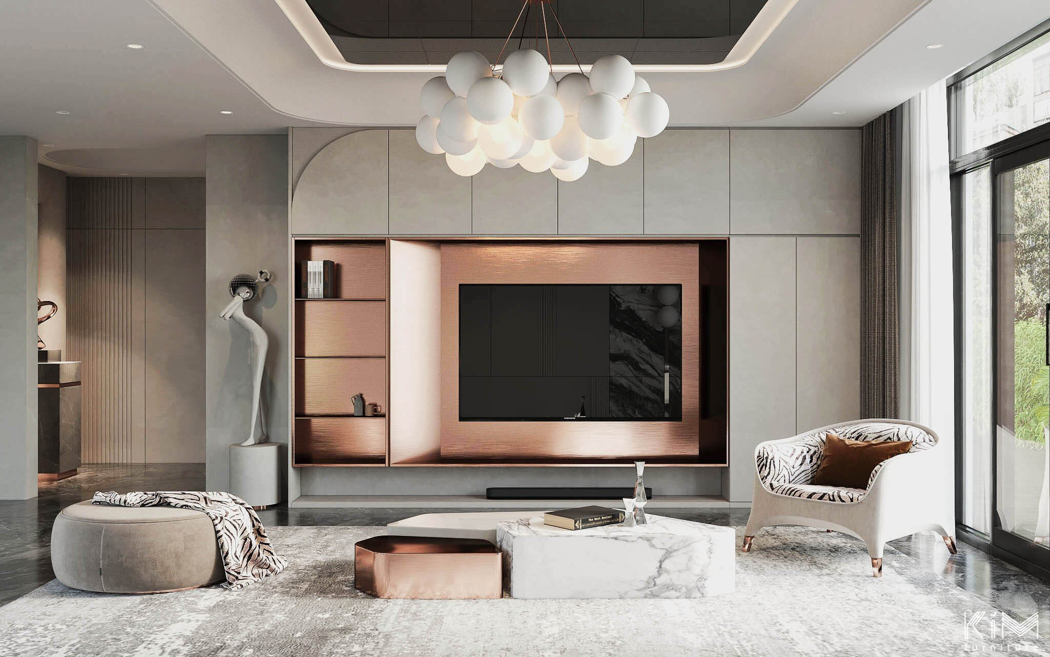Thiết kế kệ tivi treo tường đẹp Minimalism Luxury