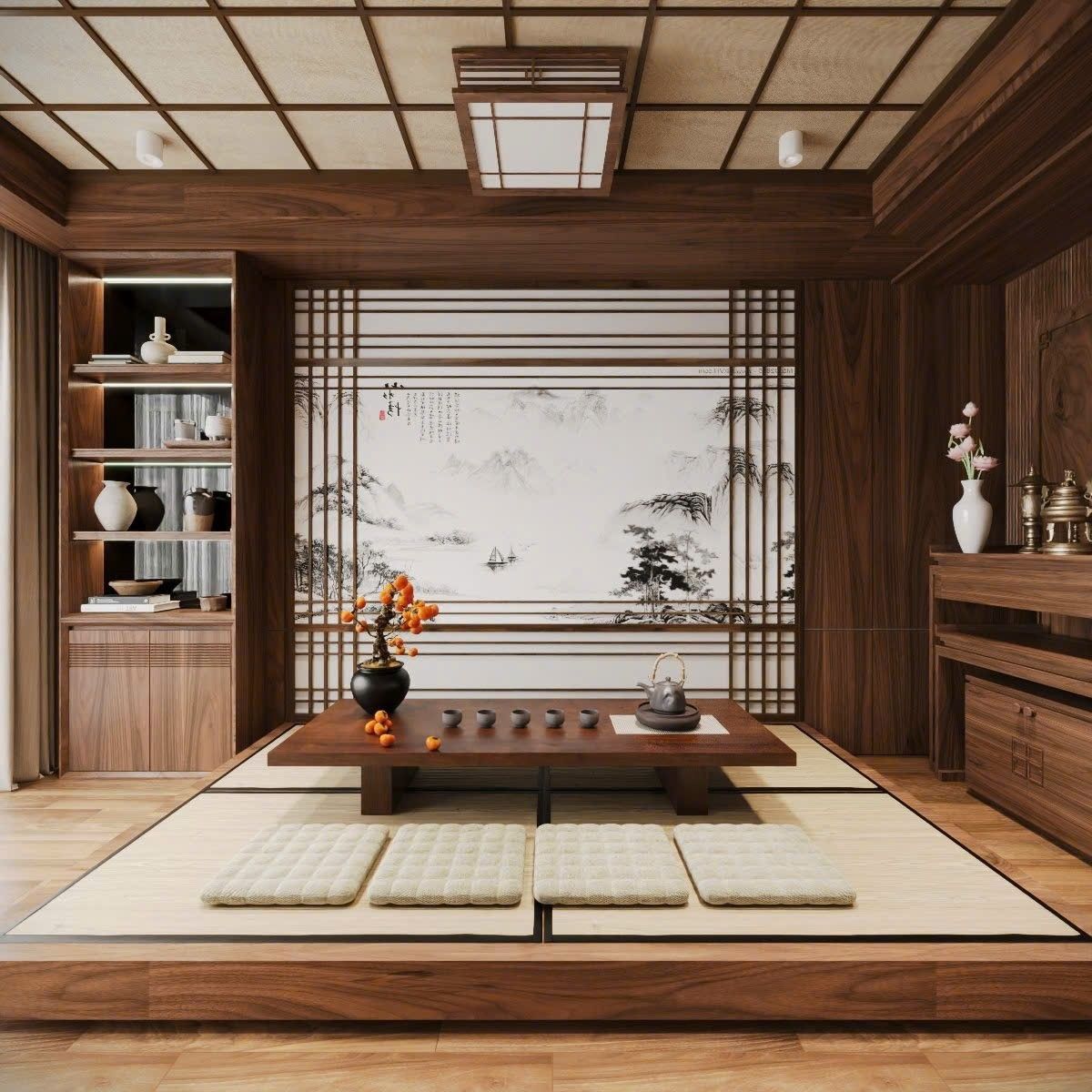 thiết kế phòng trà thiền