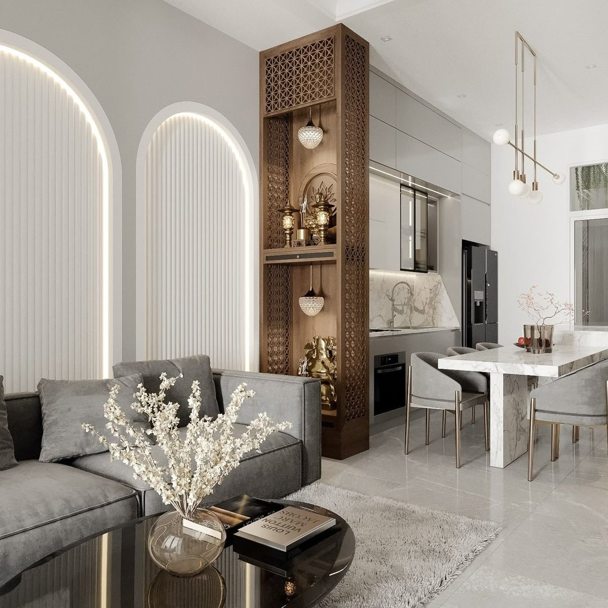 mẫu phòng khách có bàn thờ đẹp