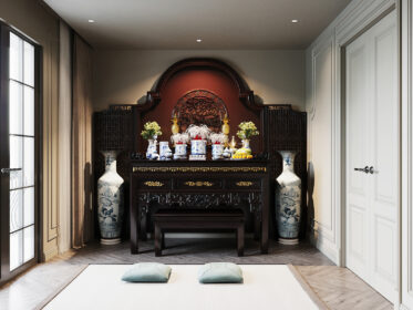mẫu phòng khách có bàn thờ đẹp