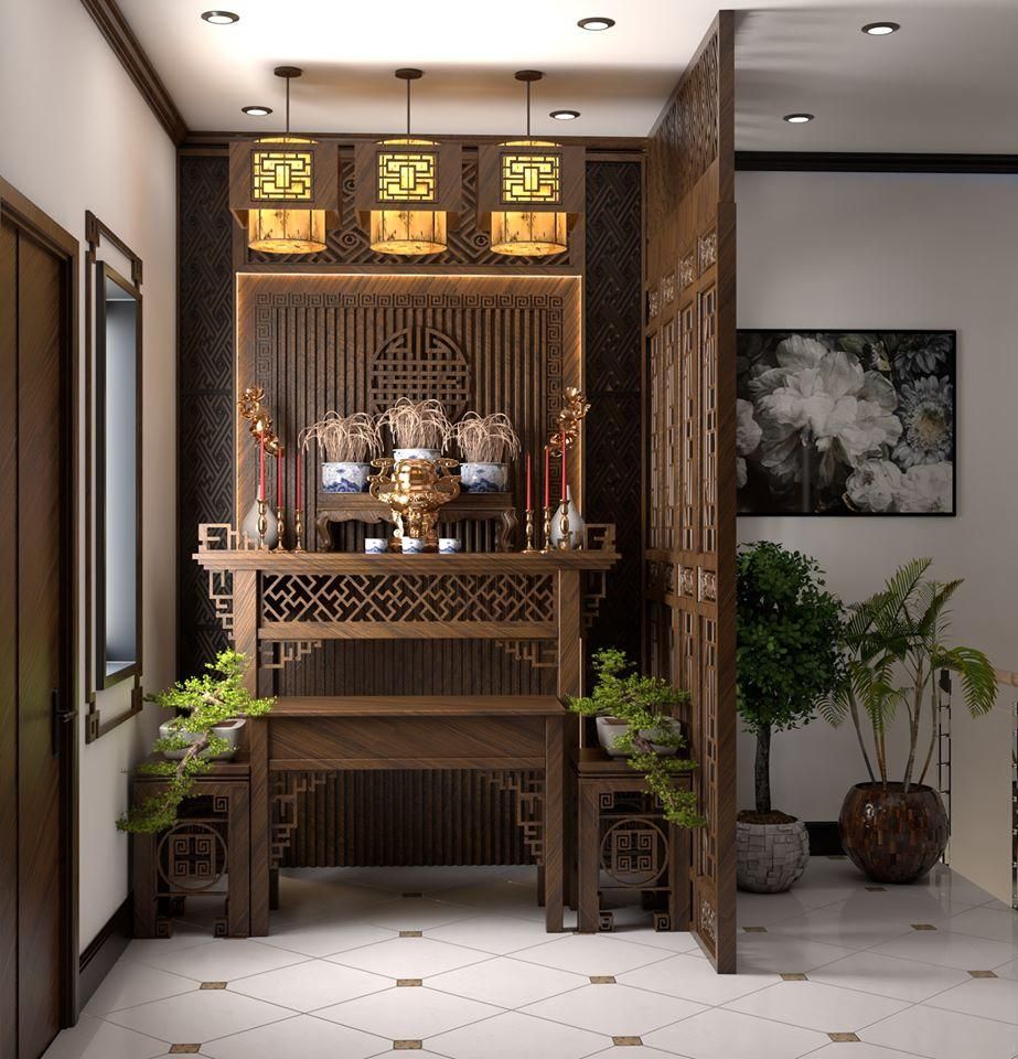 mẫu phòng khách có bàn thờ đẹp