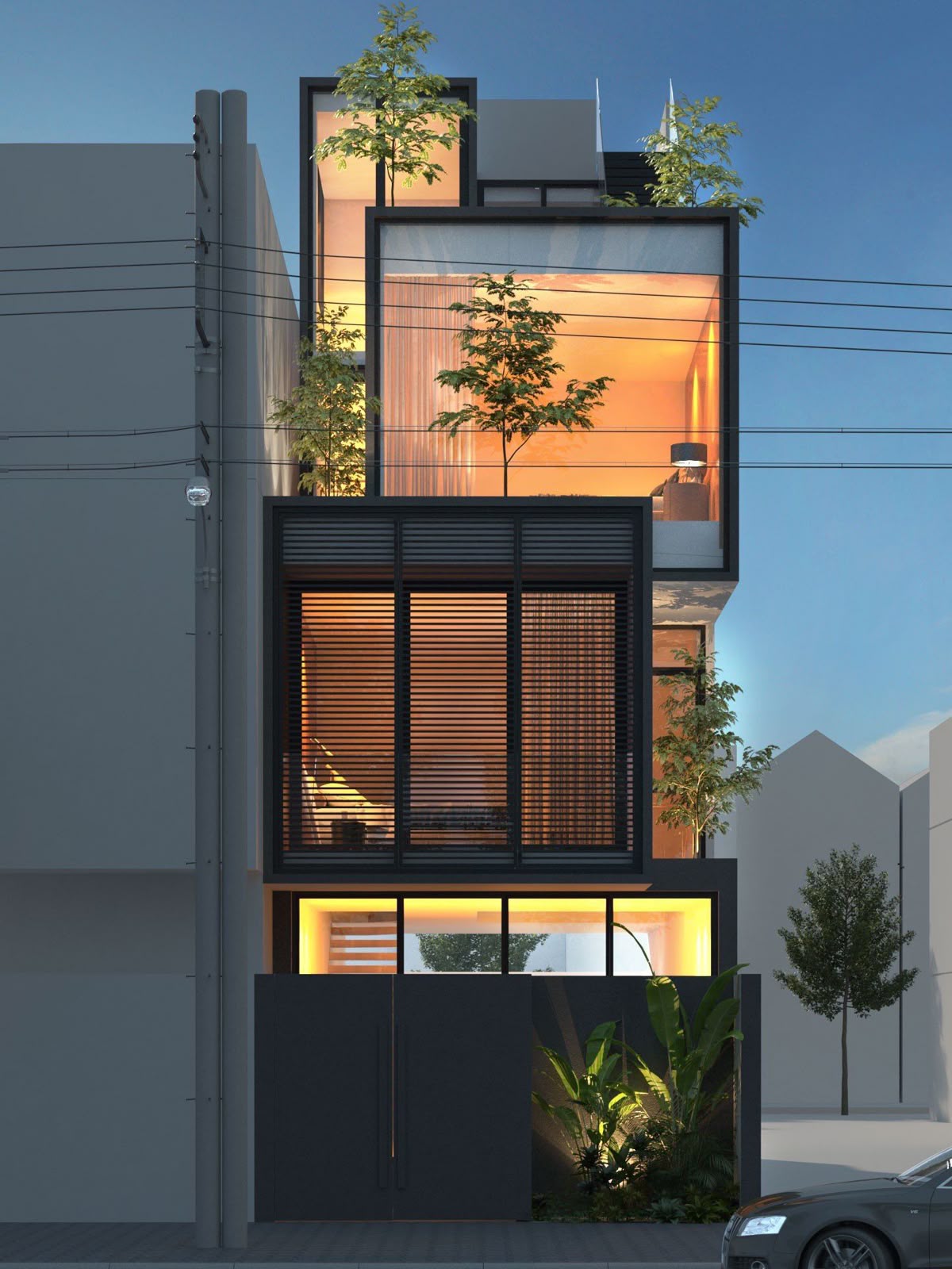 thiết kế nhà phố 5x20 hiện đại